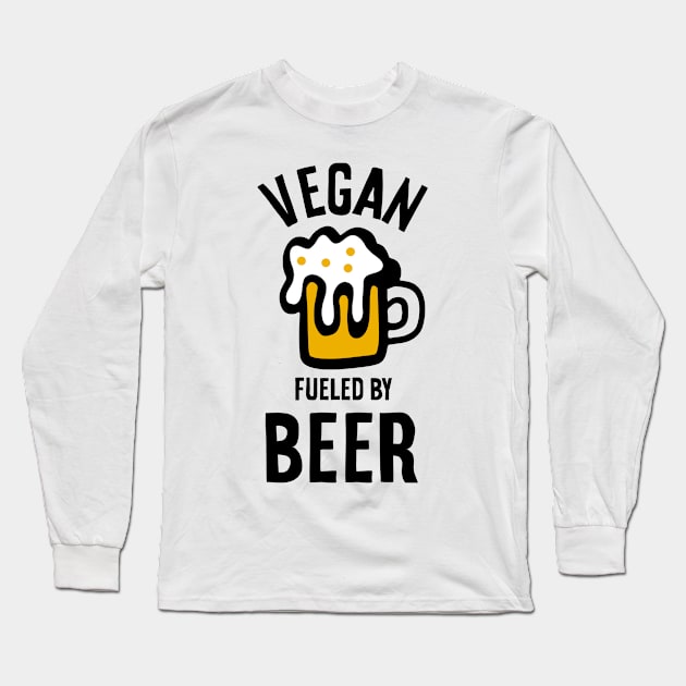 Vegan Fueled By Beer Long Sleeve T-Shirt by HamzaNabil